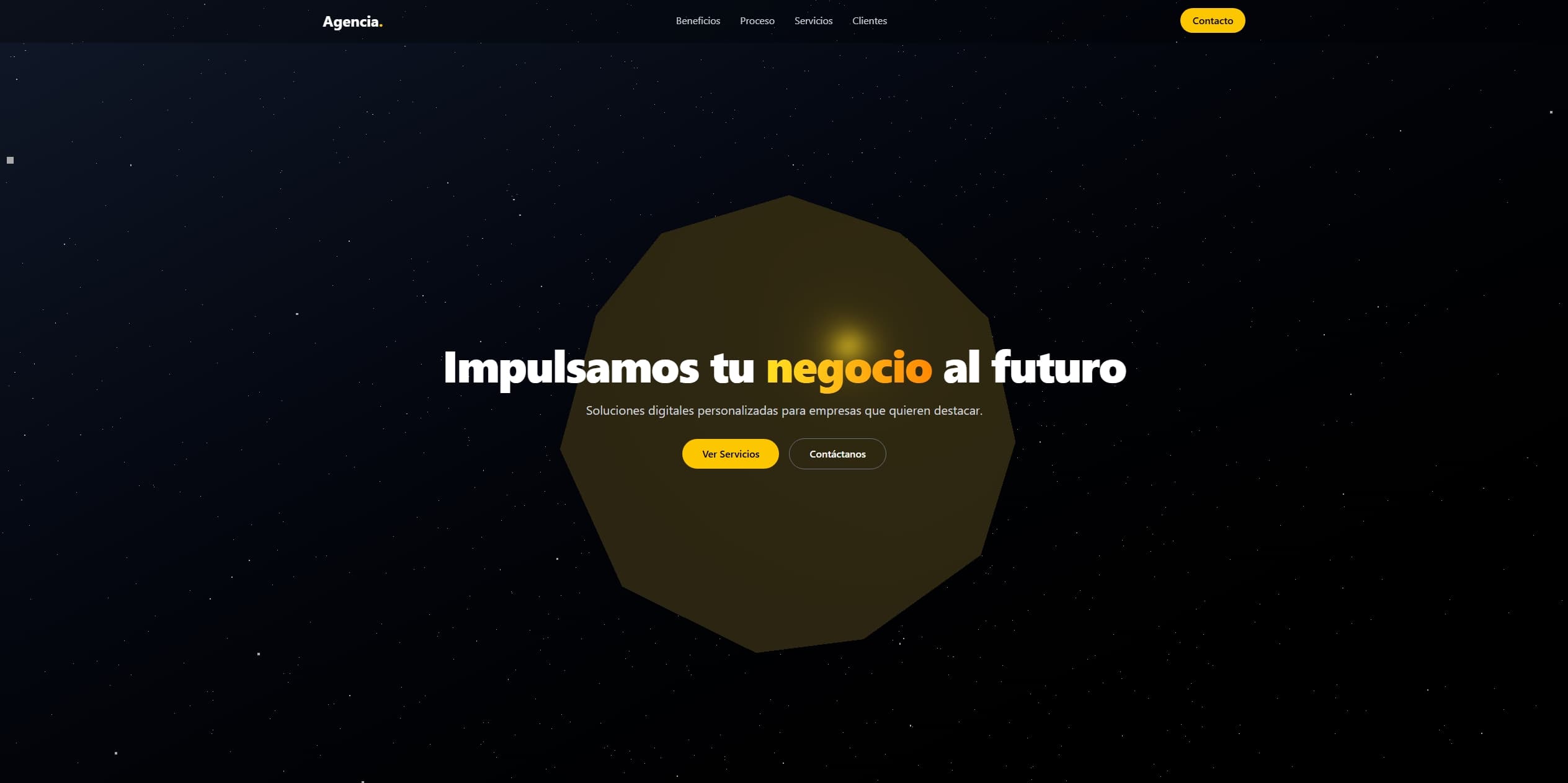 Captura de pantalla del proyecto: Agencia. Landing Page