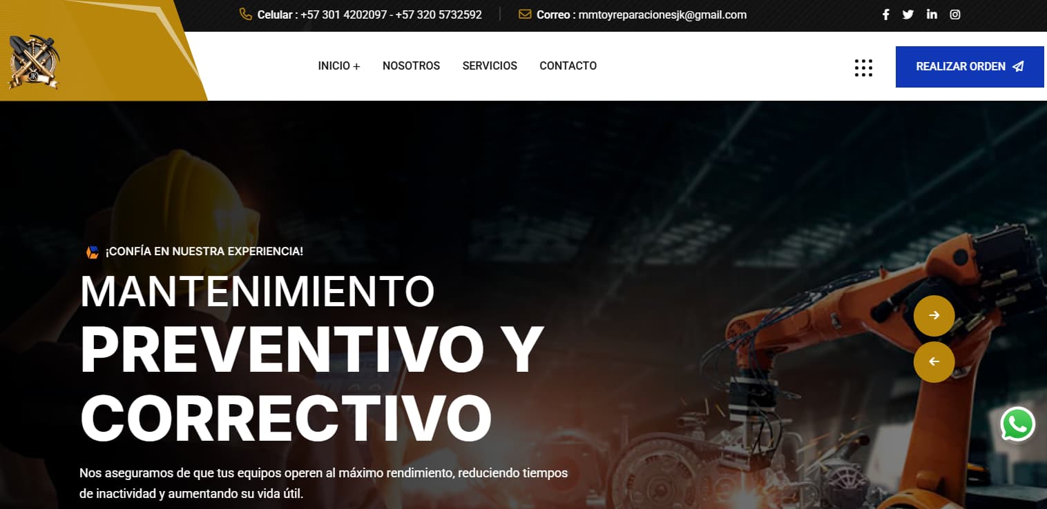 Captura de pantalla del proyecto: Mantenimiento y Reparación JK
