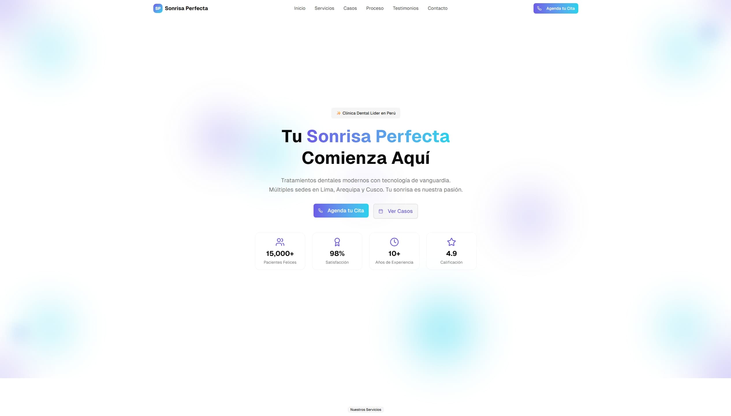 Captura de pantalla del proyecto: Tu sonrisa perfecta landing page
