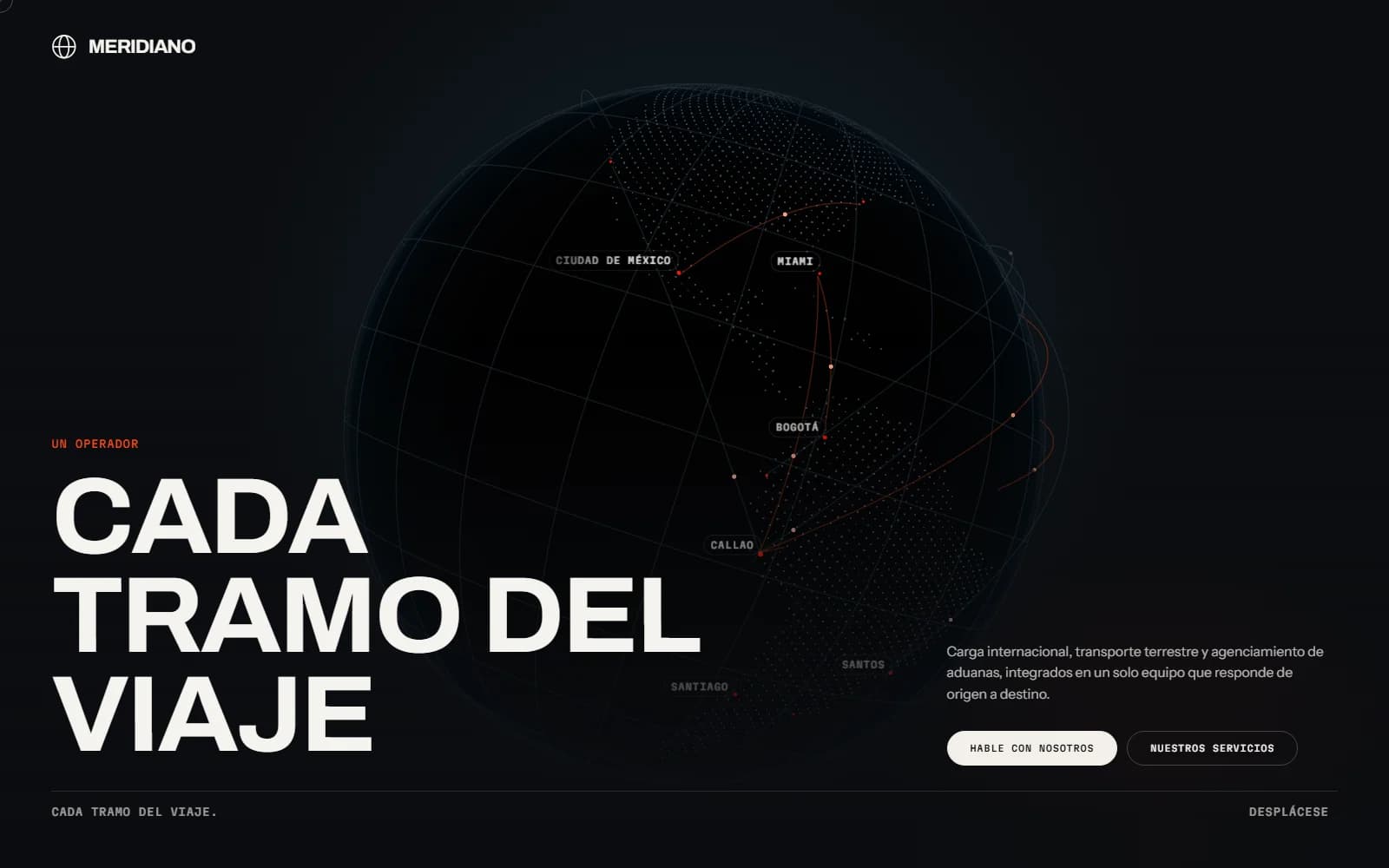 Captura de pantalla del proyecto: Meridiano